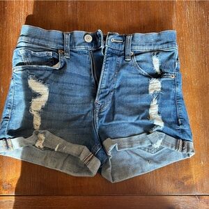 Express Denim Distressed Shorts Shortie High Rise